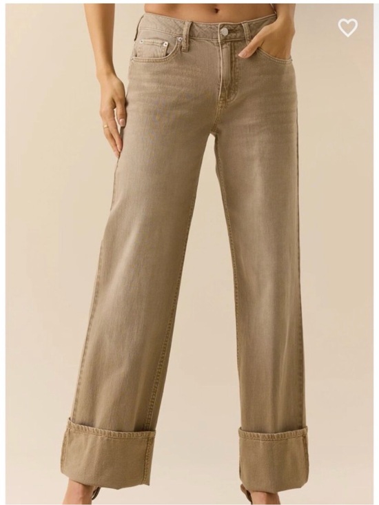 Altar'd State Denim - Altard State-Wide Leg Cuffed Jeans in Taupe